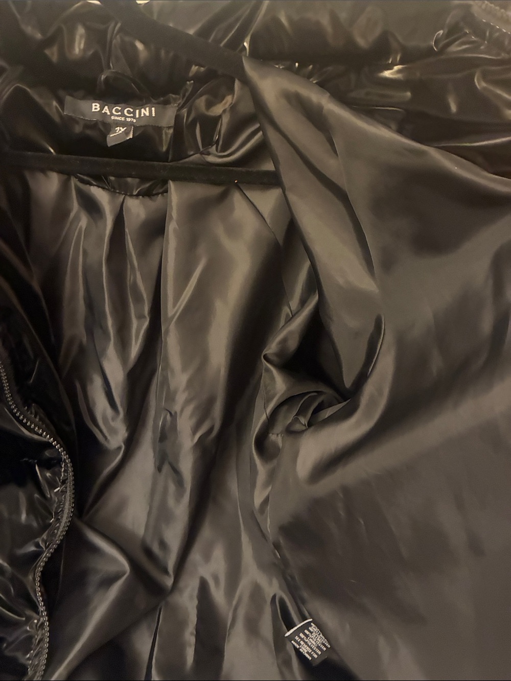 Baccini Shiny Black Quilted Puffer Jacket - Picture 3 of 6